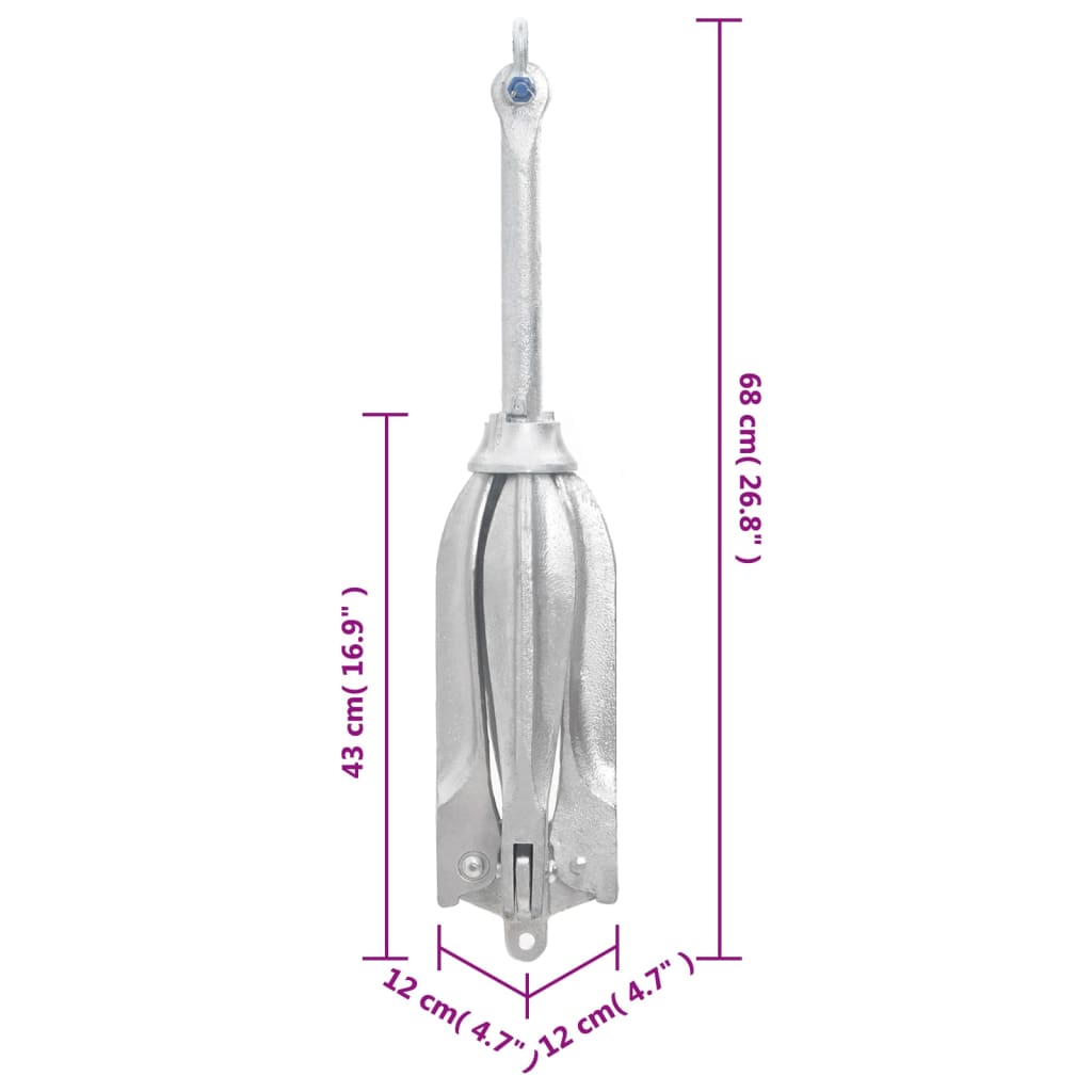 Ancre pliable 6 kg en fer forgé couleur argent