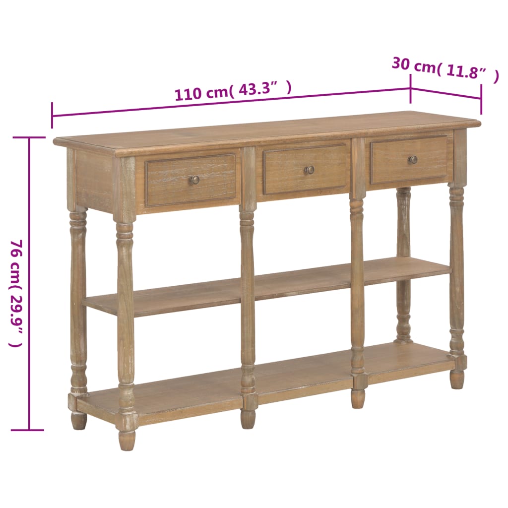 Table murale 110x30x76 cm en bois travaillé