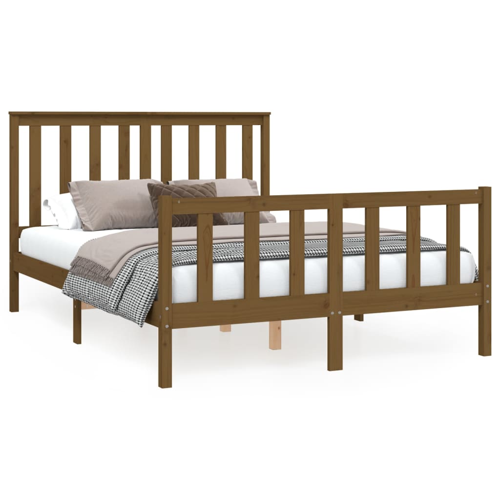 Bedframe met hoofdbord massief grenenhout 200x200 cm