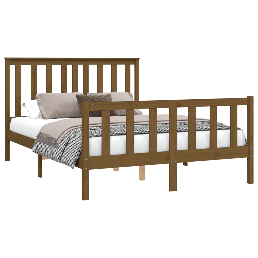 Bedframe met hoofdbord massief grenenhout 200x200 cm