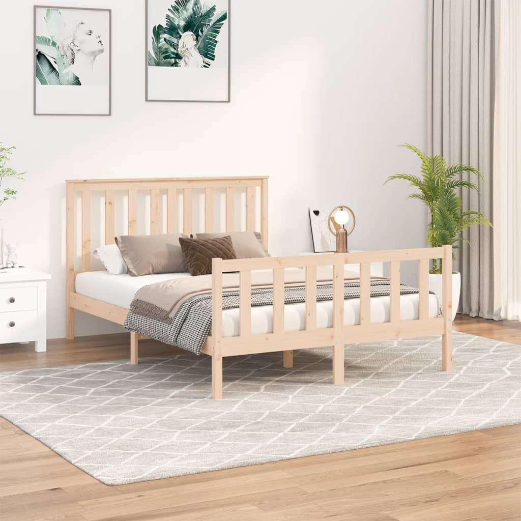 Bedframe met hoofdbord massief grenenhout 200x200 cm