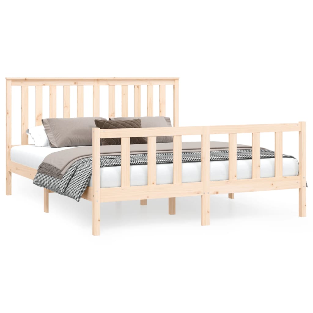 Bedframe met hoofdbord massief grenenhout 200x200 cm