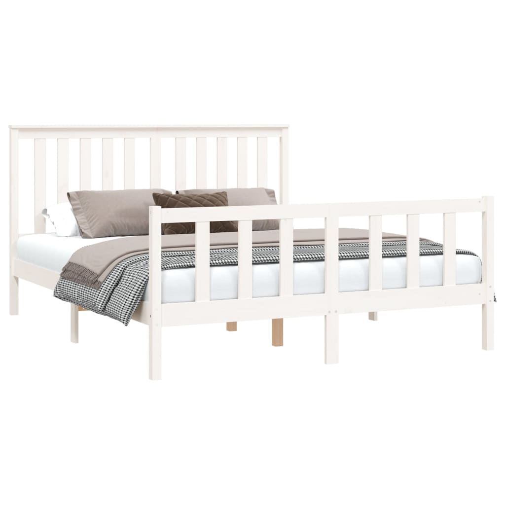 Bedframe met hoofdbord massief grenenhout 200x200 cm