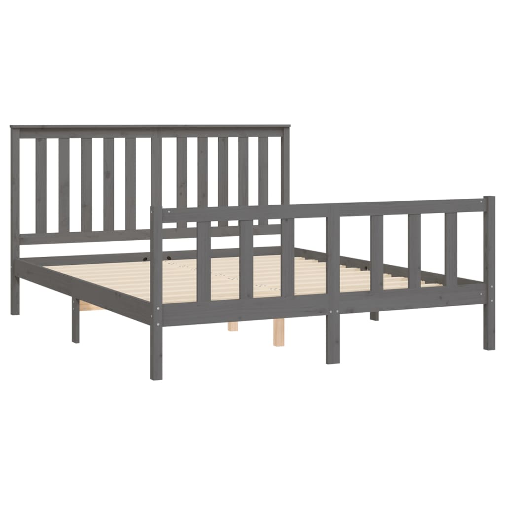 Bedframe met hoofdbord massief grenenhout 200x200 cm