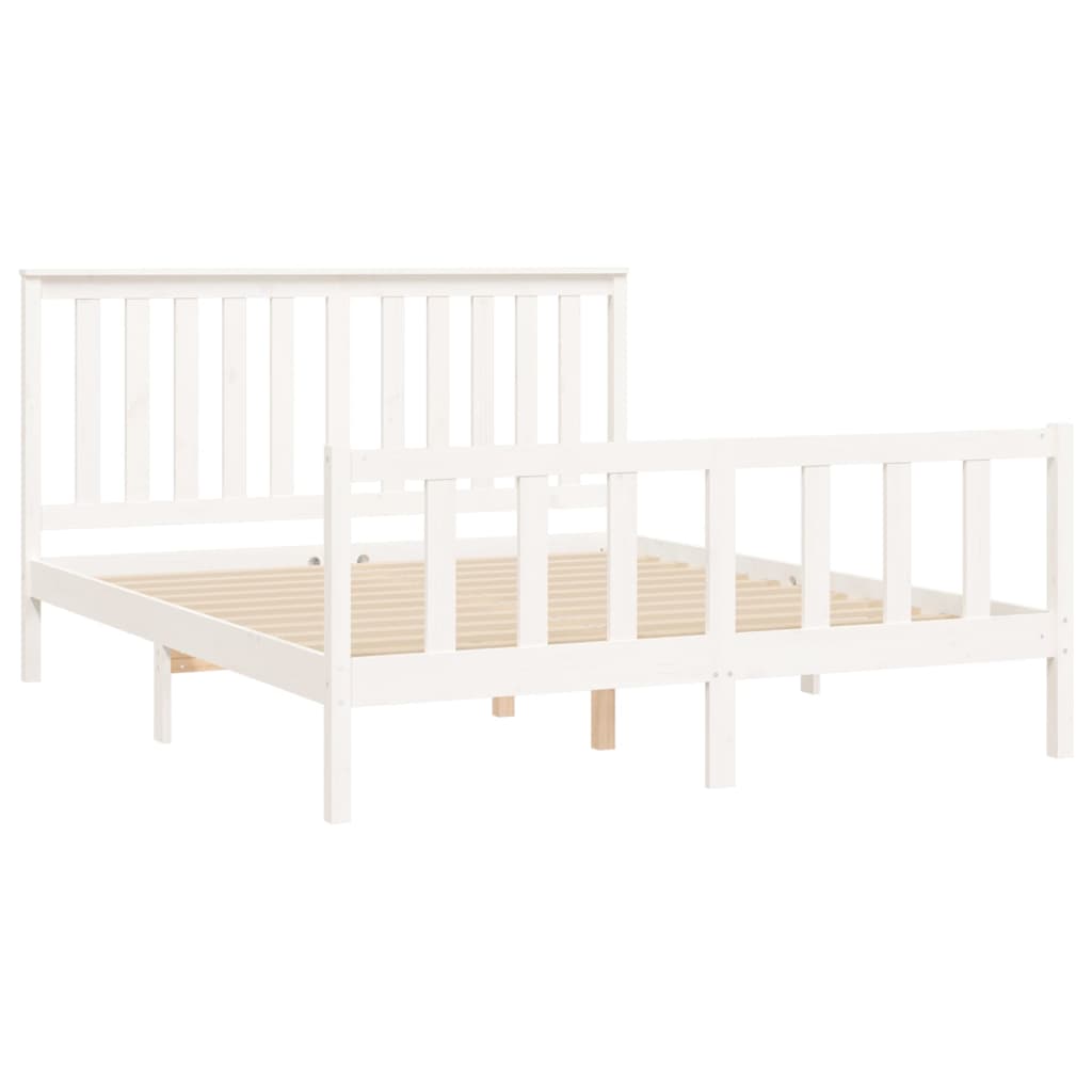 Bedframe met hoofdbord massief grenenhout 200x200 cm