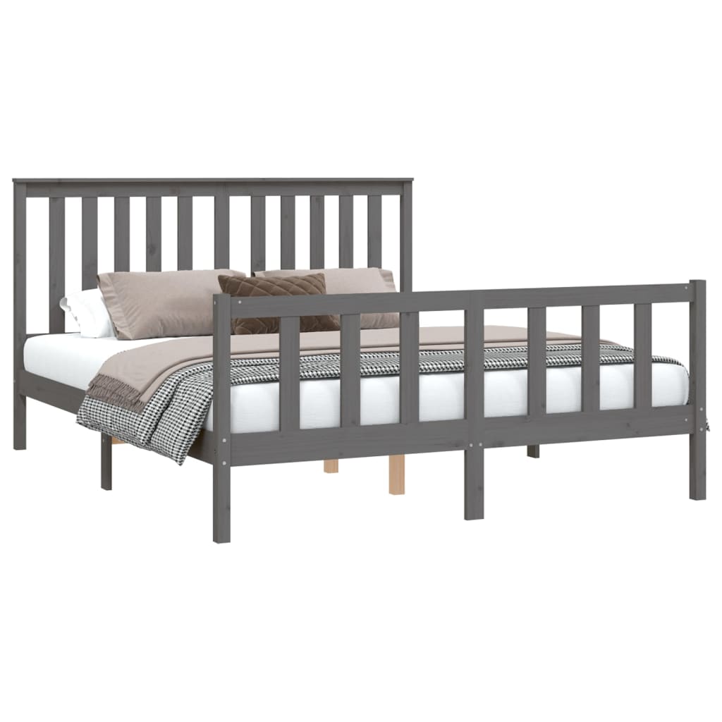 Bedframe met hoofdbord massief grenenhout 200x200 cm