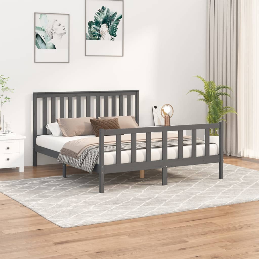 Bedframe met hoofdbord massief grenenhout 200x200 cm