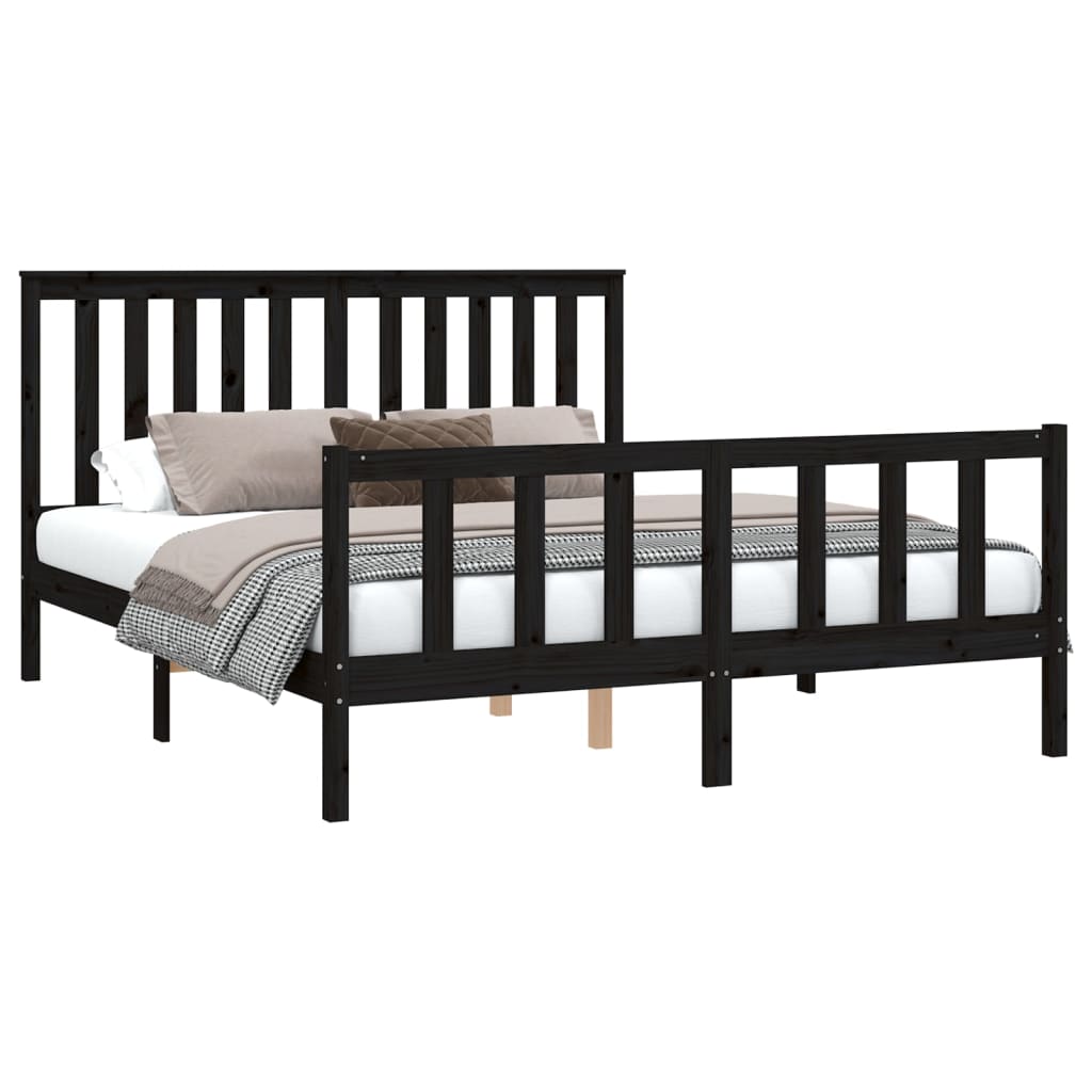 Bedframe met hoofdbord massief grenenhout 200x200 cm