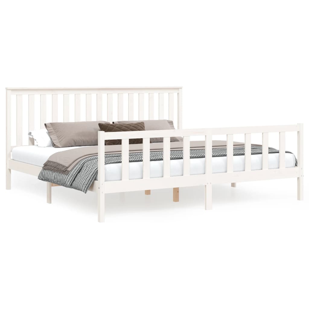 Bedframe met hoofdbord massief grenenhout 200x200 cm