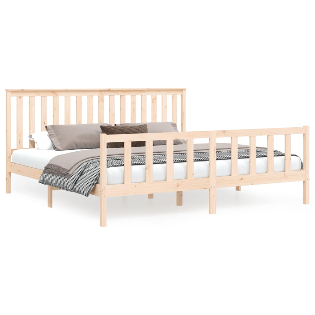 Bedframe met hoofdbord massief grenenhout 200x200 cm