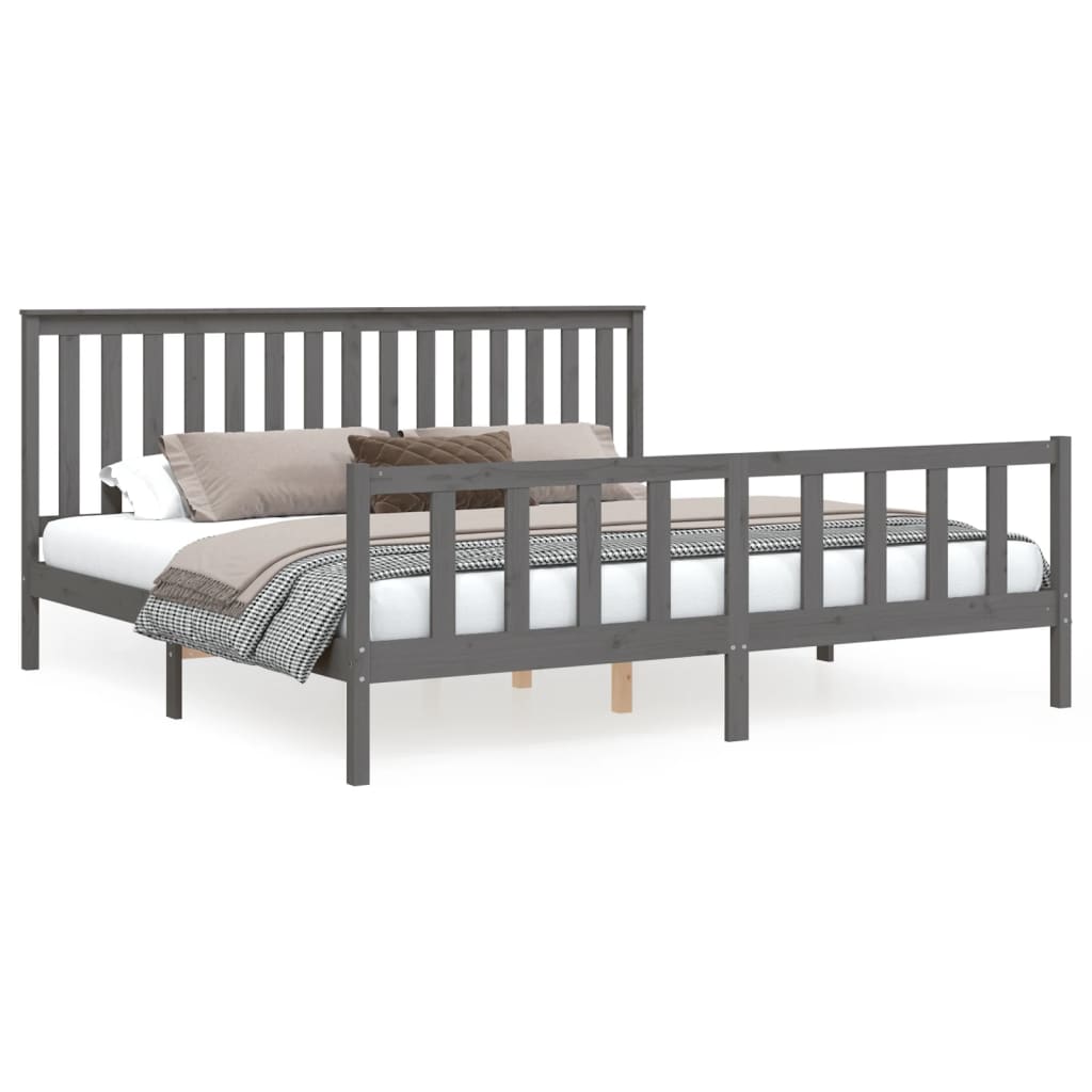 Bedframe met hoofdbord massief grenenhout 200x200 cm