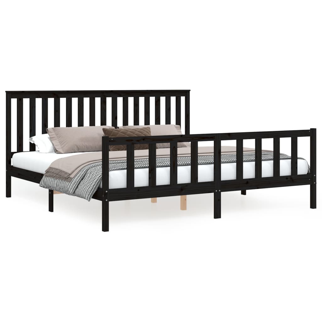 Bedframe met hoofdbord massief grenenhout 200x200 cm