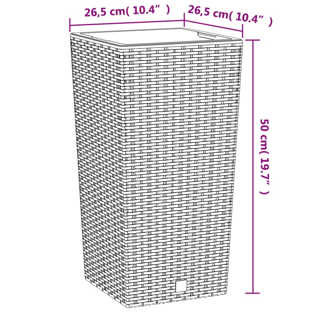 Jardinière avec plateau amovible aspect rotin 21/49 L PP