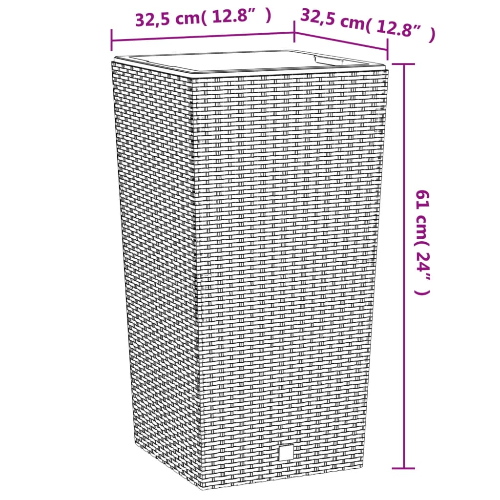 Jardinière avec plateau amovible aspect rotin 21/49 L PP