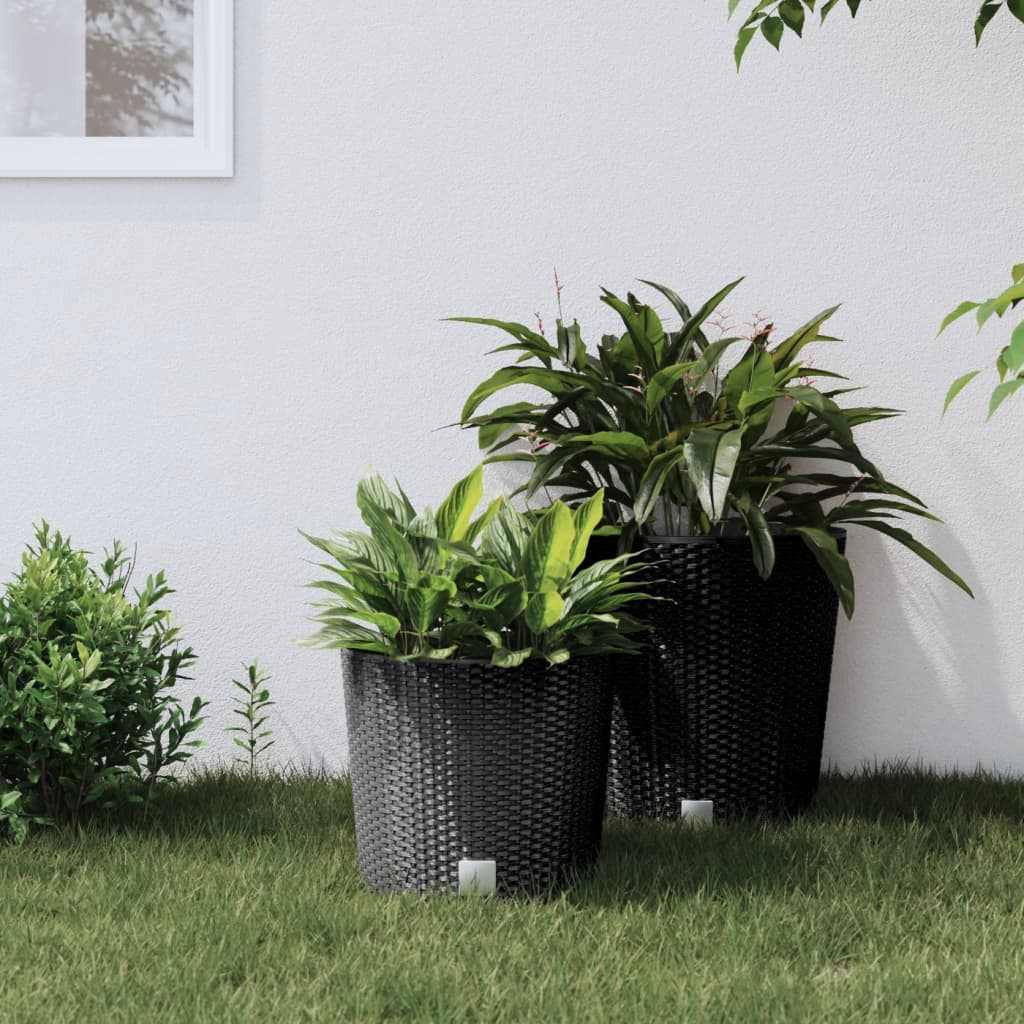 Jardinière avec plateau amovible aspect rotin 15/15,3 L PP