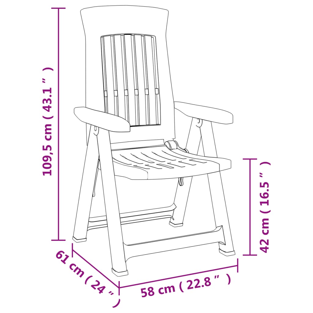 Tuinstoelen 2 st verstelbaar PP