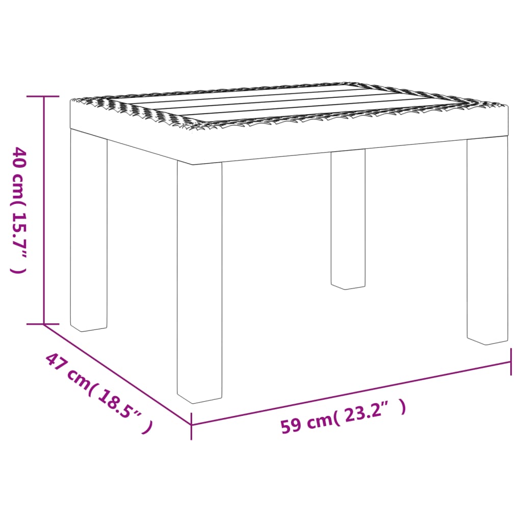 Tuintafel 59x47x40 cm PP wit