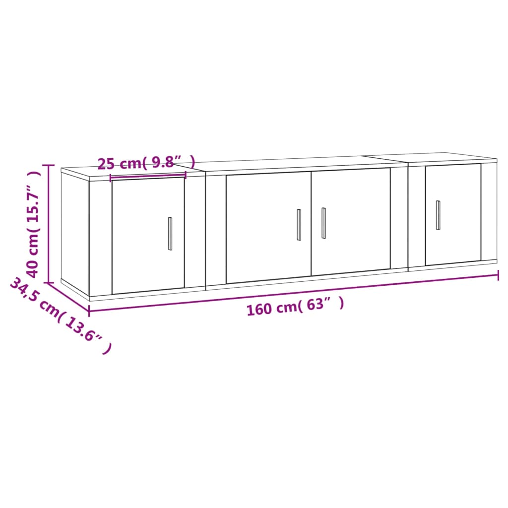 Ensemble de meubles TV 3 pièces en bois