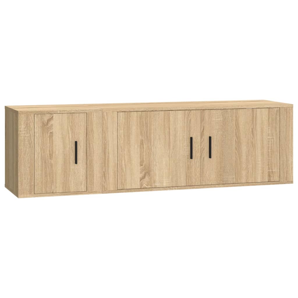 Ensemble meuble TV 2 pièces en bois couleur chêne