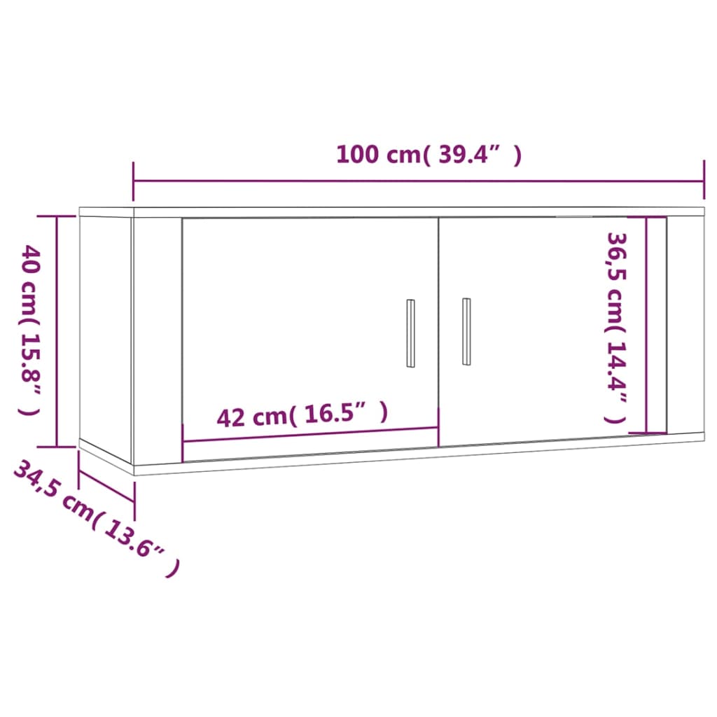 Ensemble meuble TV 2 pièces en bois couleur chêne