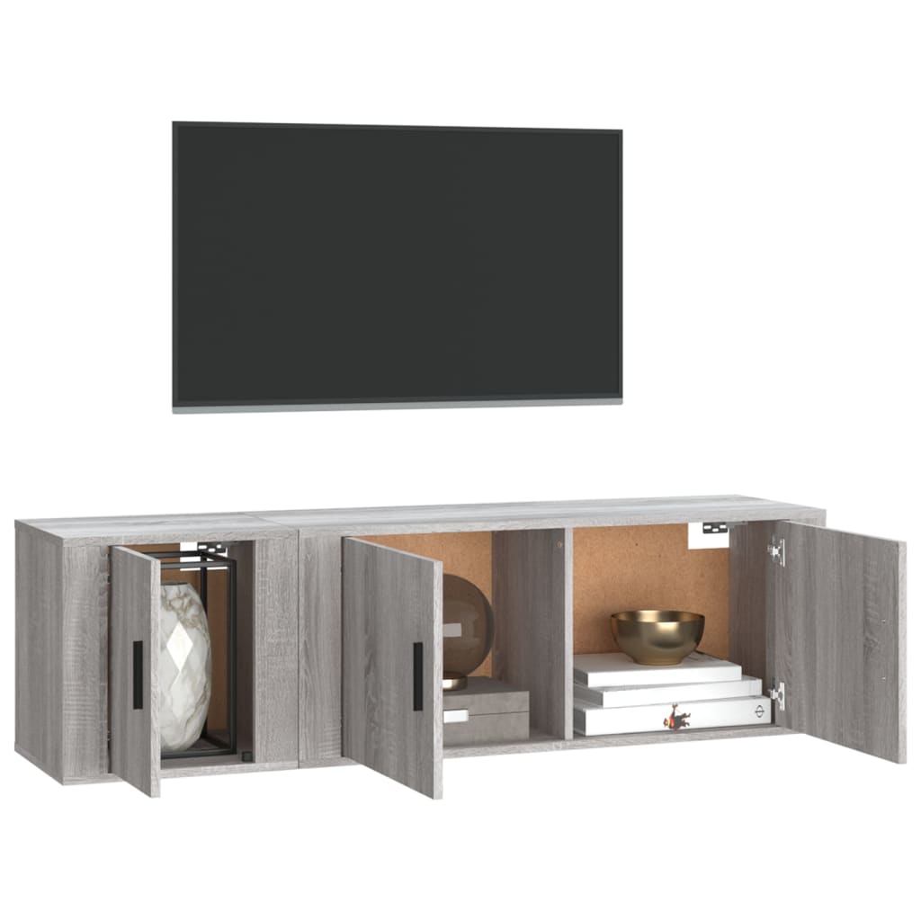 Ensemble meuble TV 2 pièces en bois couleur chêne