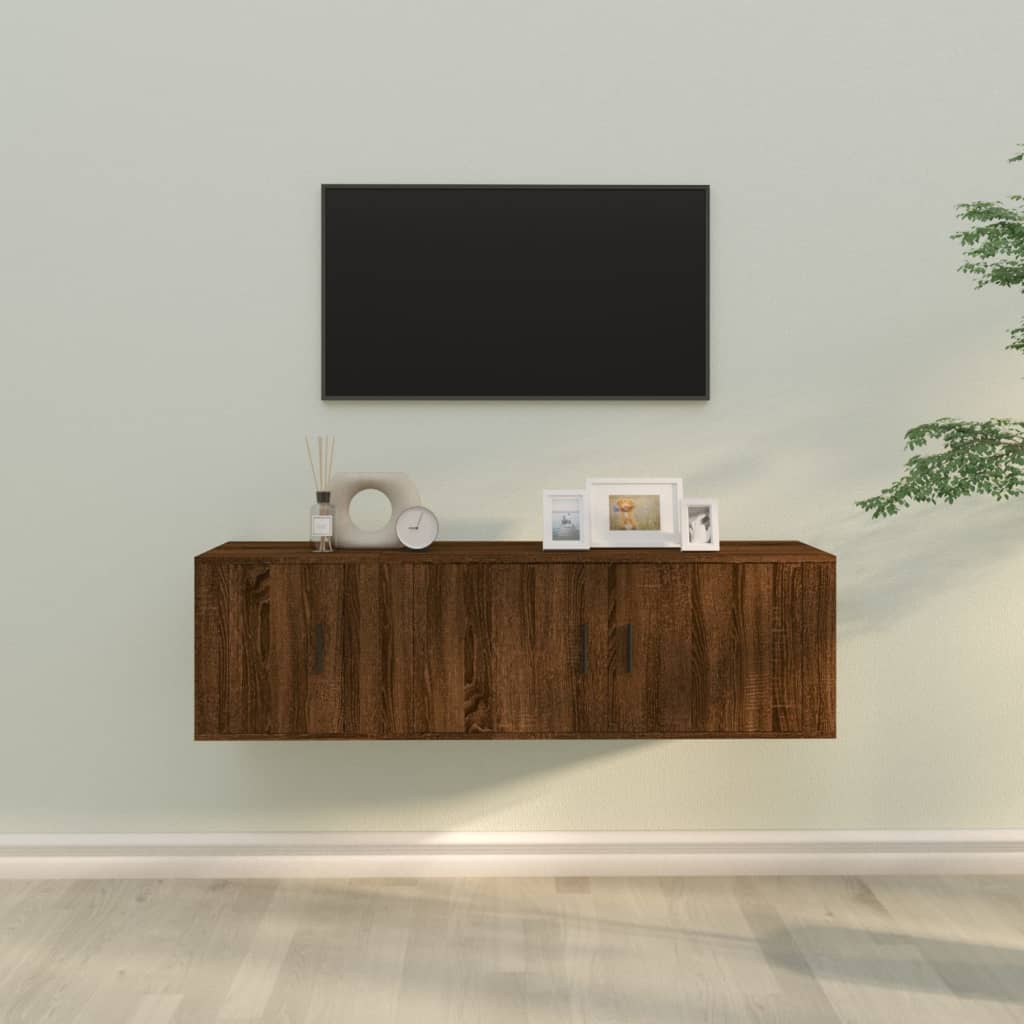 Ensemble meuble TV 2 pièces en bois couleur chêne