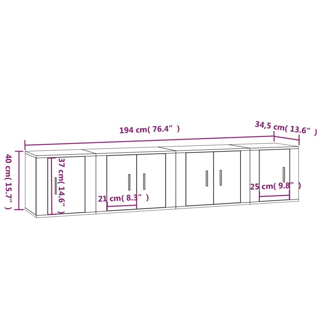 Ensemble de meubles TV 4 pièces en bois