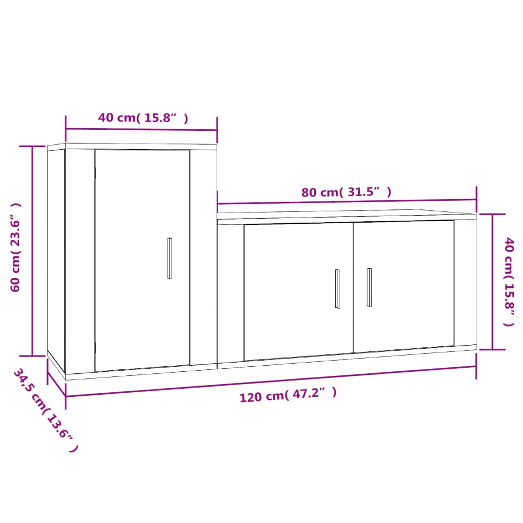 Ensemble de meubles TV 2 pièces en bois