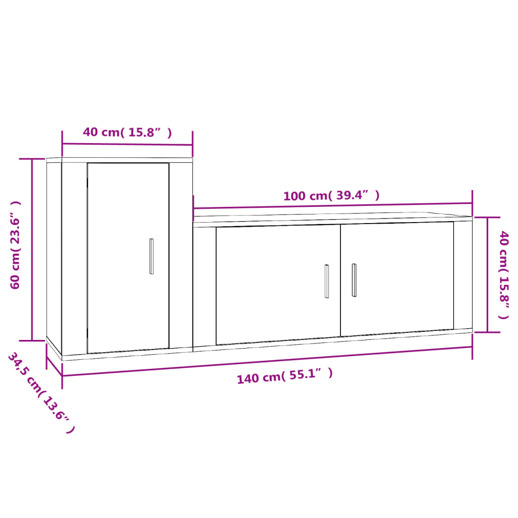 Ensemble de meubles TV 2 pièces en bois