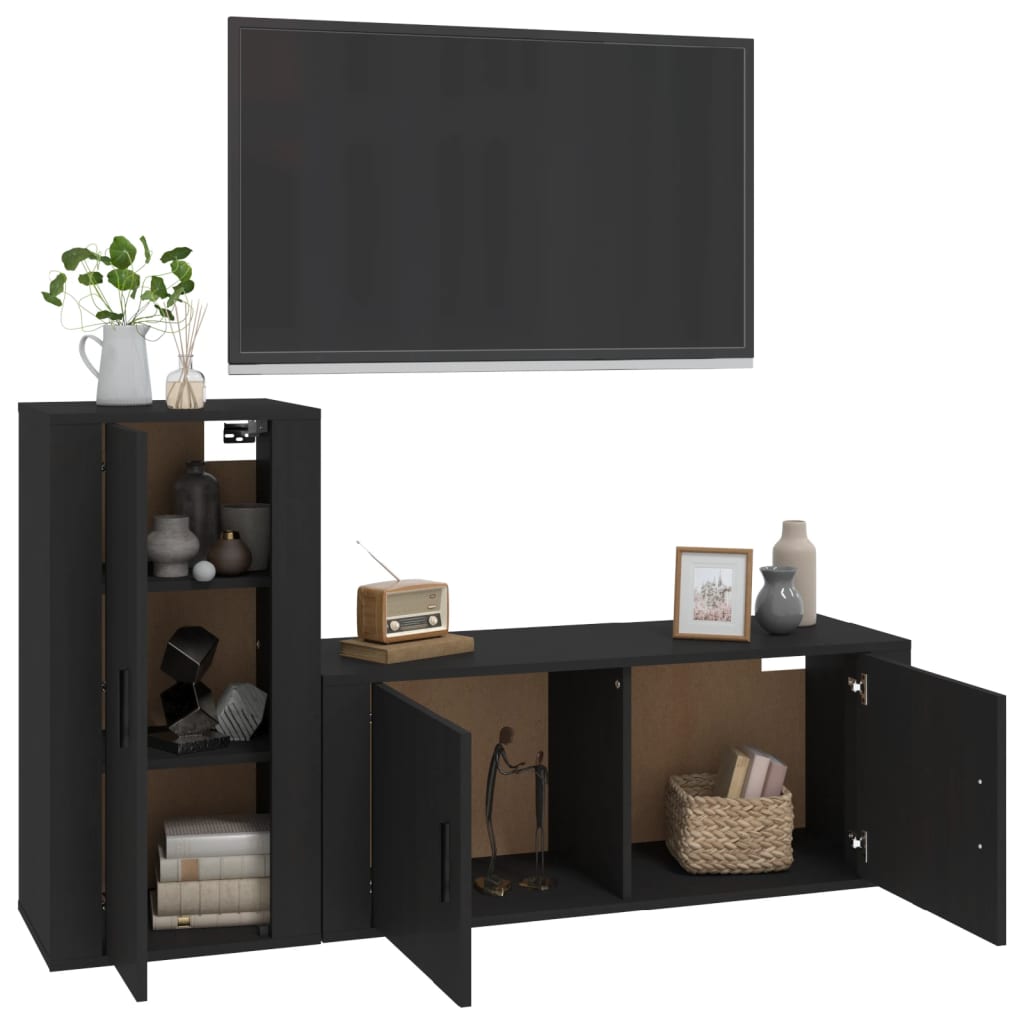 Ensemble meuble TV 2 pièces en bois couleur chêne