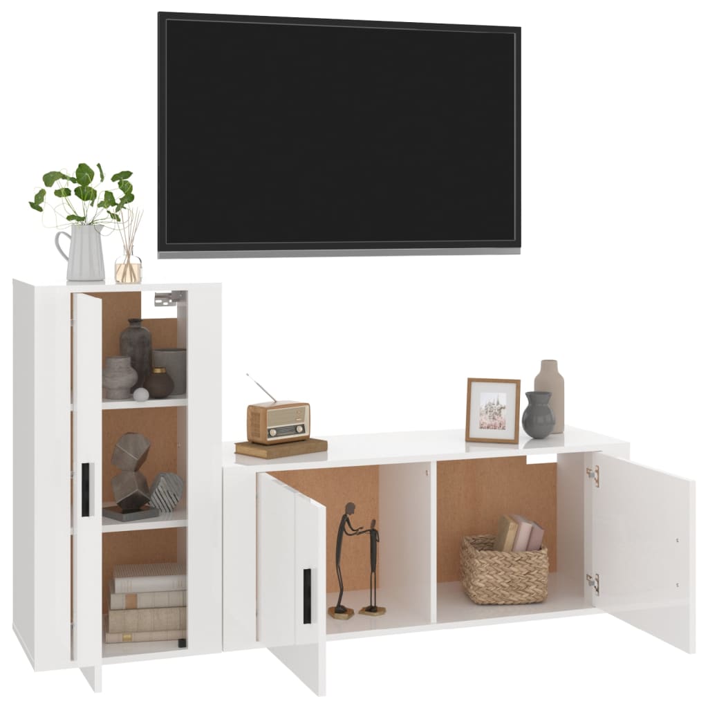 Ensemble meuble TV 2 pièces en bois couleur chêne