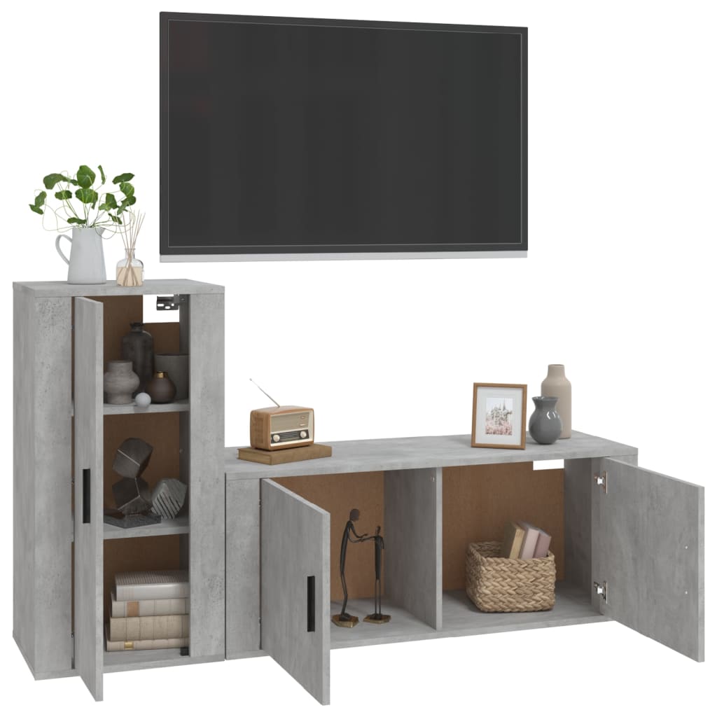 Ensemble meuble TV 2 pièces en bois couleur chêne