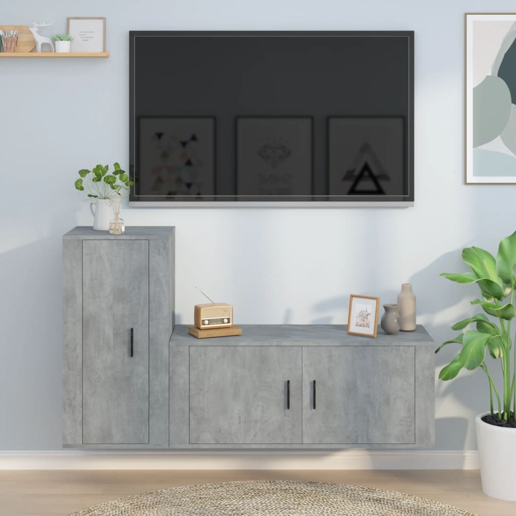 Ensemble meuble TV 2 pièces en bois couleur chêne