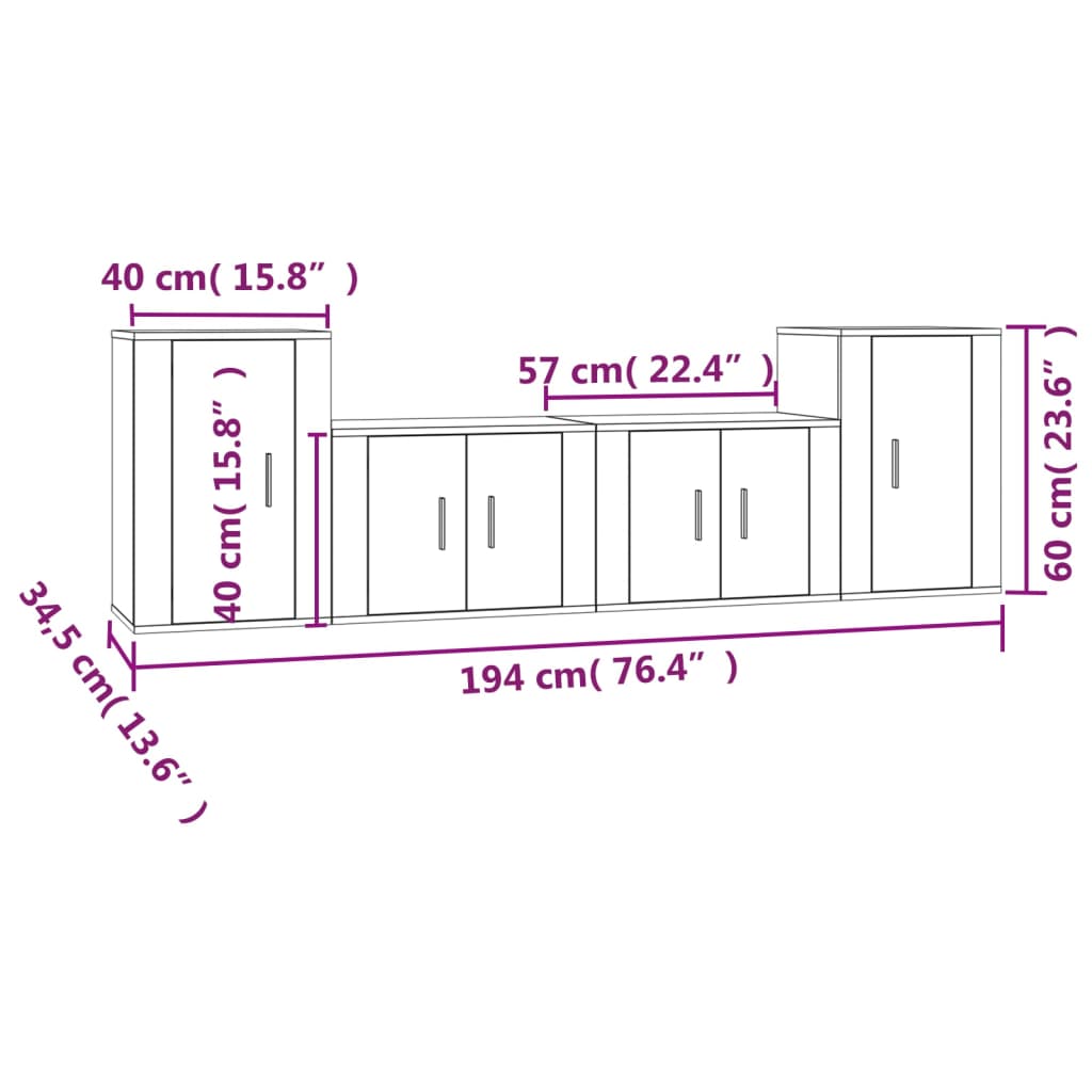 Ensemble de meubles TV 4 pièces en bois