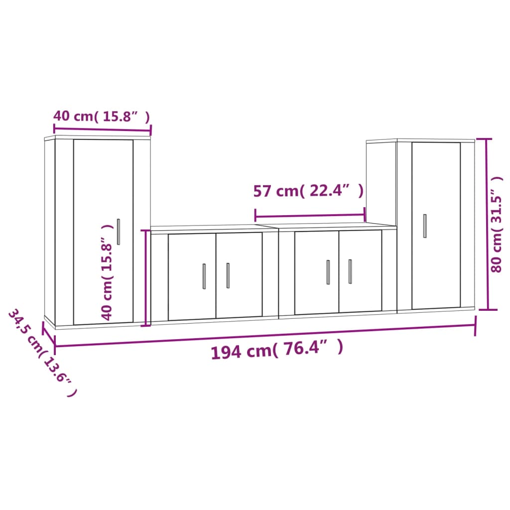 Ensemble de meubles TV 4 pièces en bois