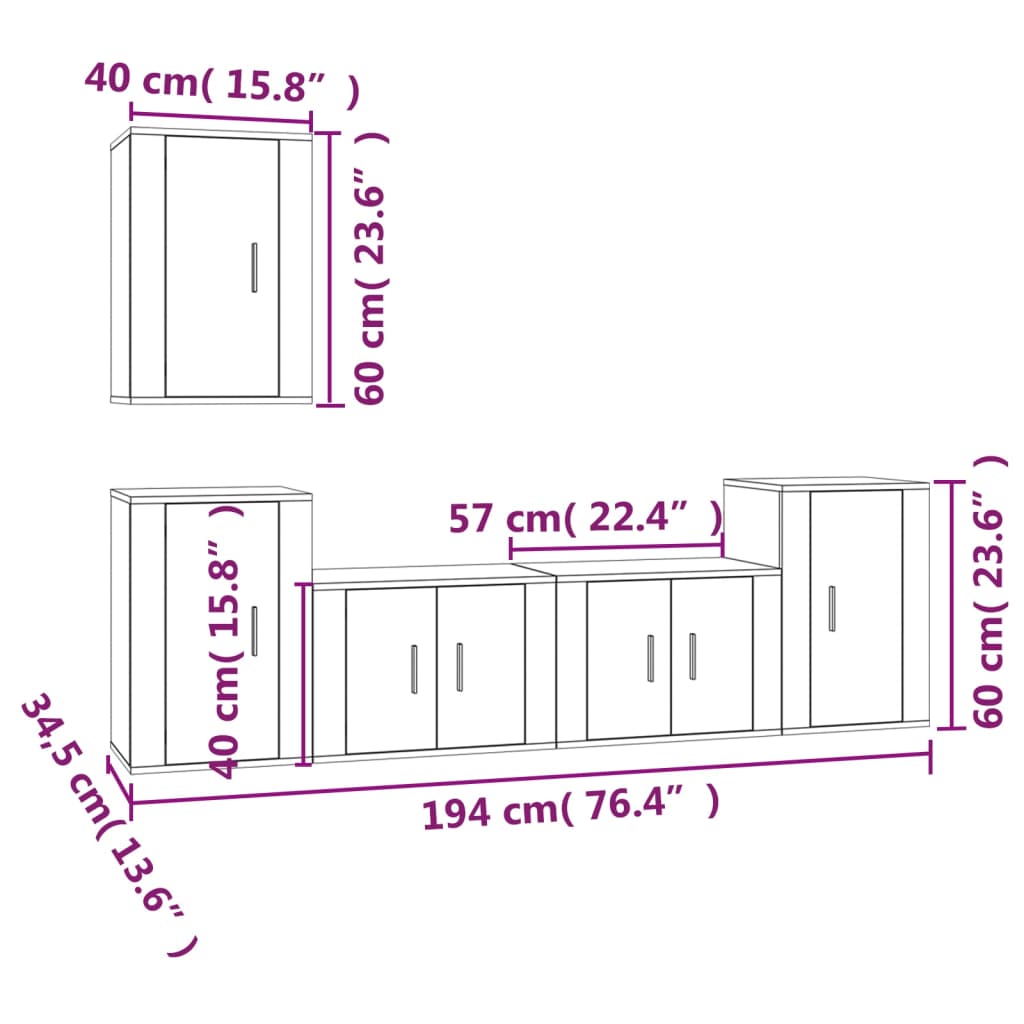 Ensemble de meubles TV 5 pièces en bois