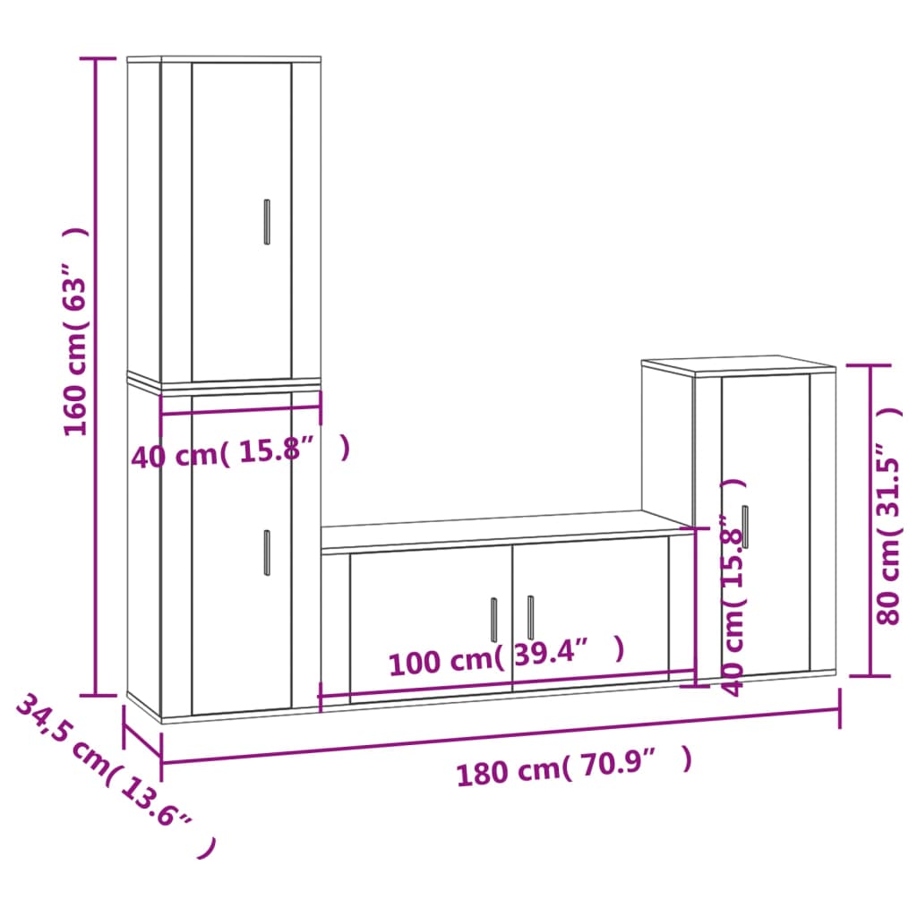 Ensemble de meubles TV 4 pièces en bois