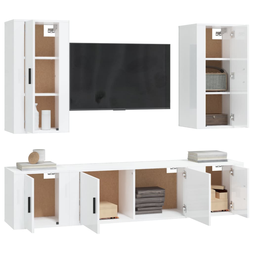 Ensemble meuble TV 5 pièces en bois couleur chêne