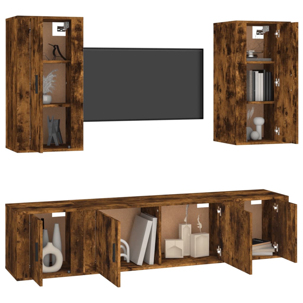 Ensemble meuble TV 5 pièces en bois couleur chêne