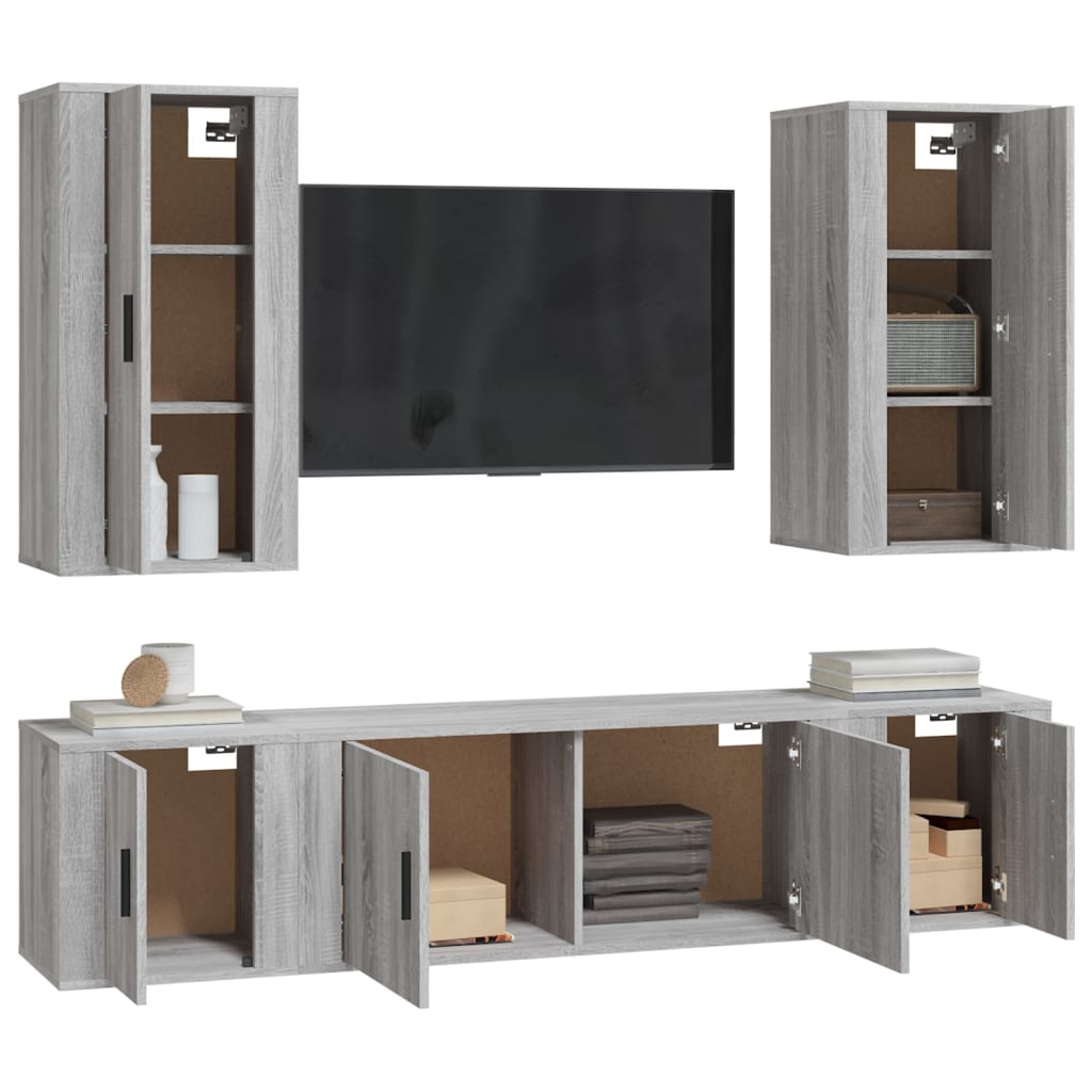 Ensemble meuble TV 5 pièces en bois couleur chêne