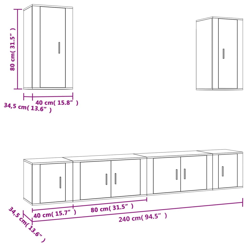 Ensemble de meubles TV 6 pièces en bois