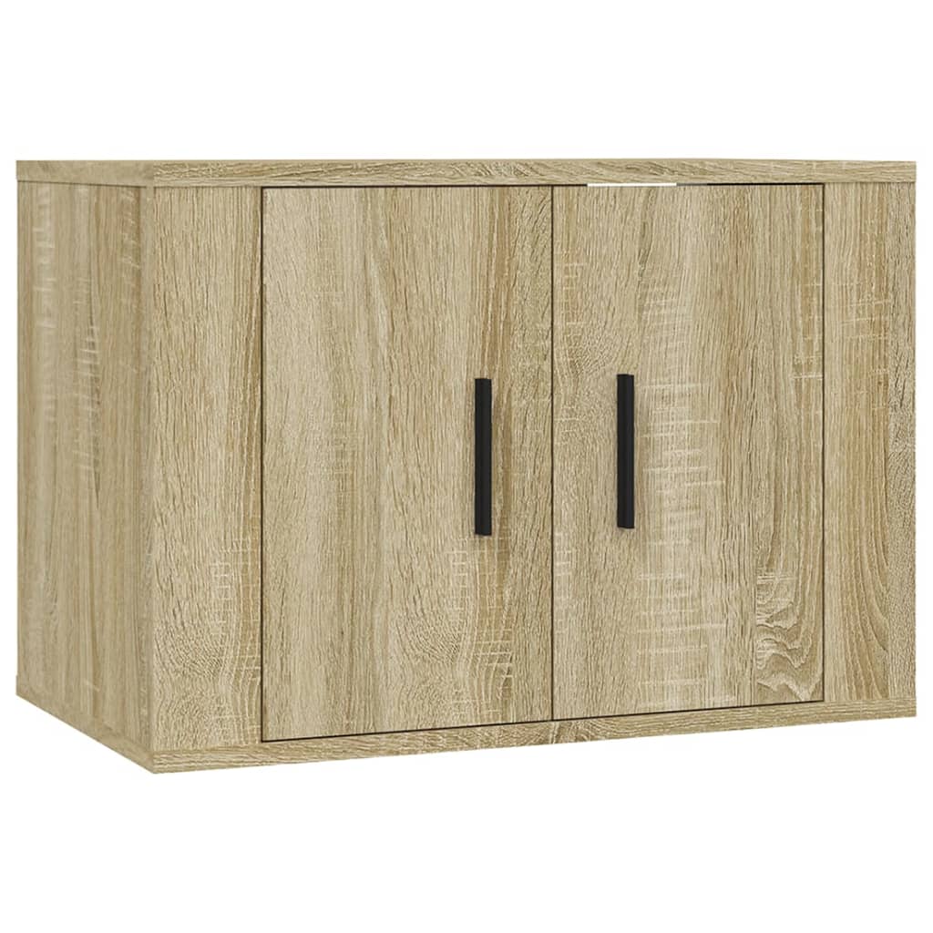 Ensemble meuble TV 2 pièces en bois fini, couleur chêne marron