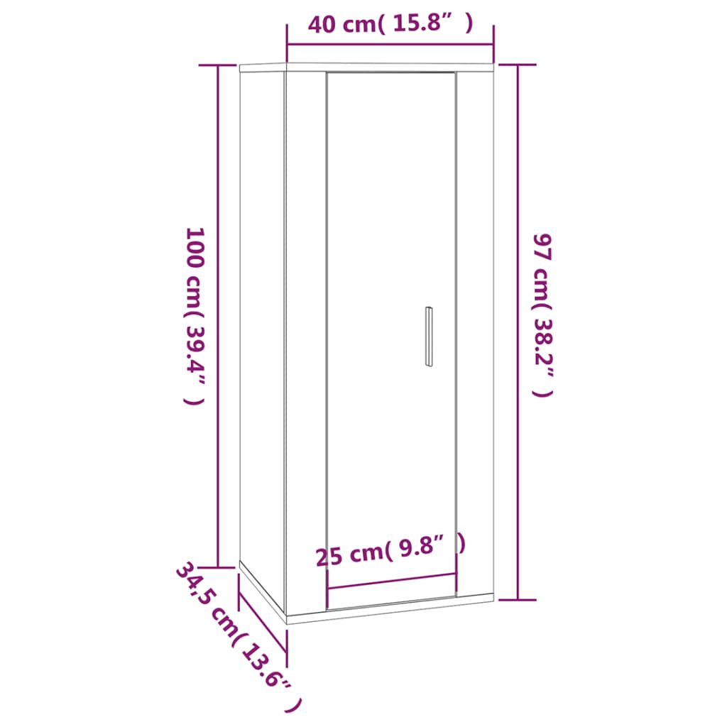 Ensemble meuble TV 2 pièces en bois fini, couleur chêne marron