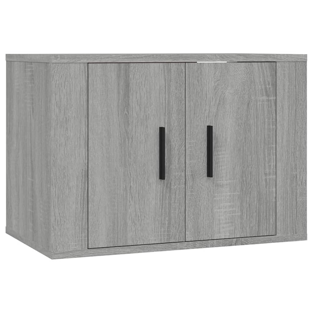 Ensemble meuble TV 2 pièces en bois fini, couleur chêne marron