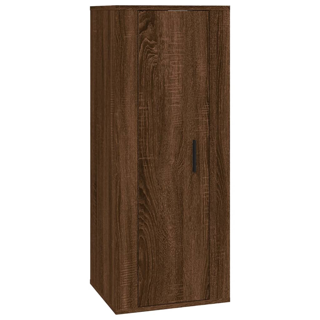 Ensemble meuble TV 2 pièces en bois fini, couleur chêne marron