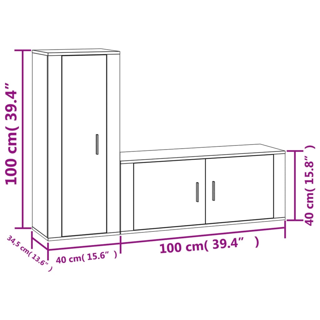 Ensemble de meubles TV 2 pièces en bois