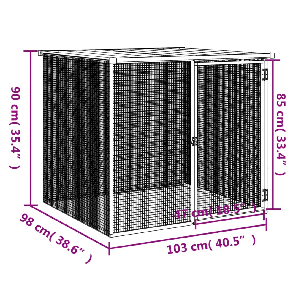 Kippenhok met dak 203x98x90 cm gegalvaniseerd staal antraciet