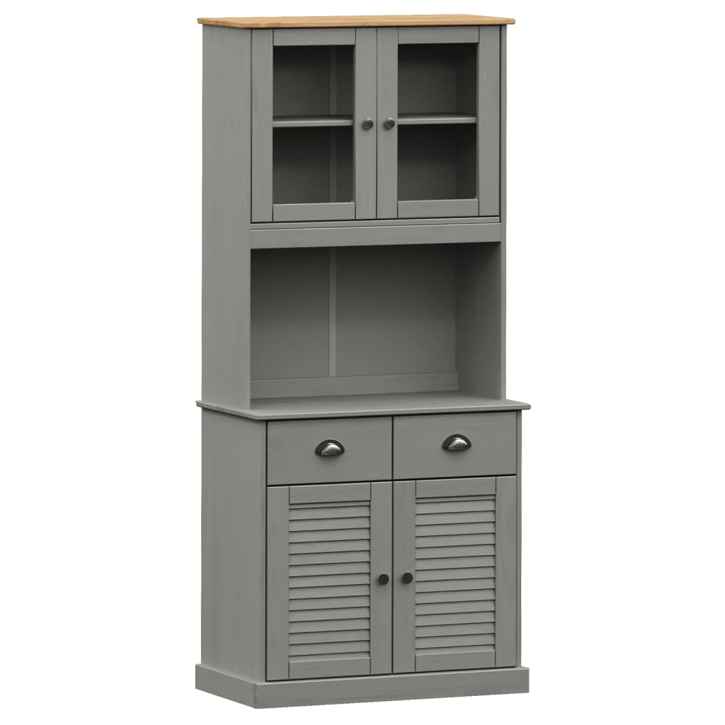 Armoire haute VIGO 78x40x175 cm bois de pin massif gris