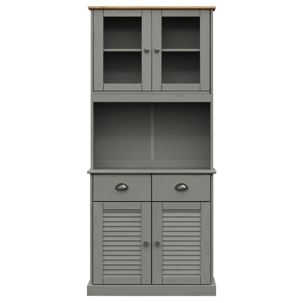 Hoge kast VIGO 78x40x175 cm massief grenenhout grijs