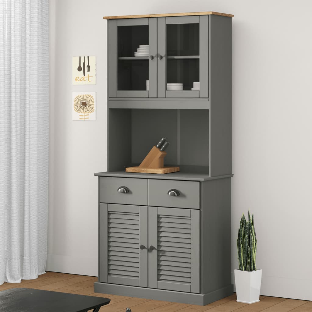 Armoire haute VIGO 78x40x175 cm bois de pin massif gris